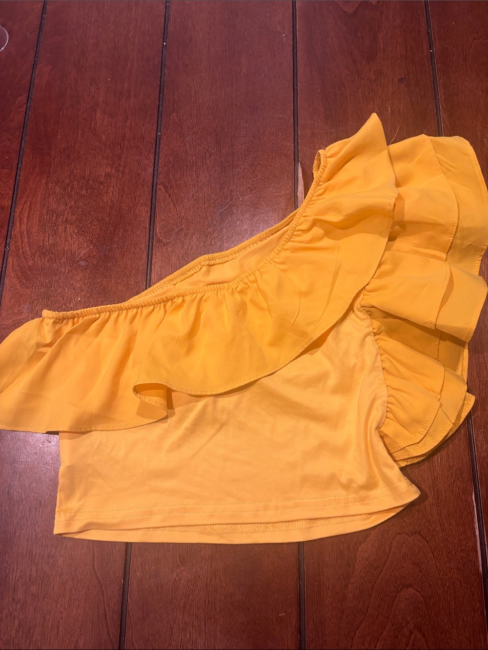 Yellow Ruffled One-Shoulder Top